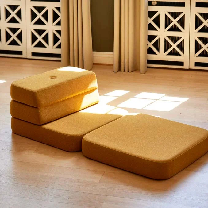 by KlipKlap 3 Fold sofa single, mustard med mustard knap