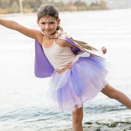 Great Pretenders Super-duper tutu, kappe og maske, Metallic Rose Gold/Lilla