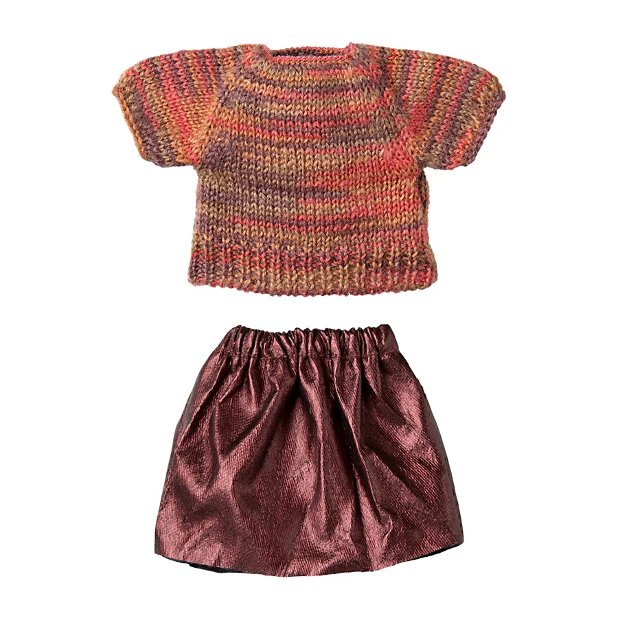 Maileg tøj til mor mus, strikket bluse og nederdel