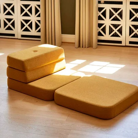 by KlipKlap 3 Fold sofa single, mustard med mustard knap