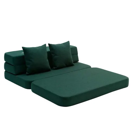 by KlipKlap 3 Fold sofa dyb grøn med lys grøn knap