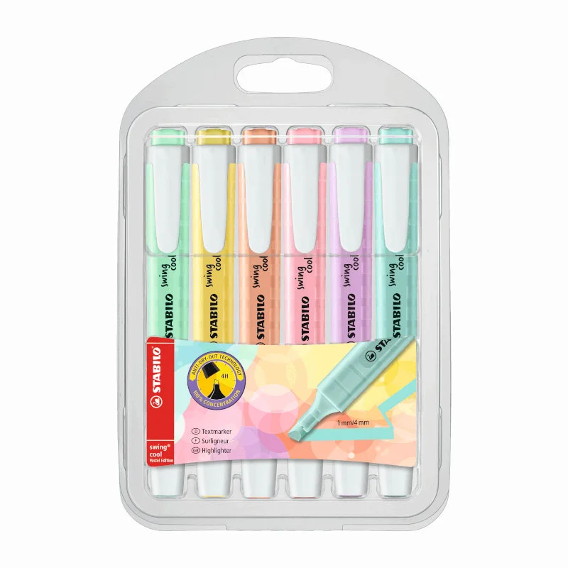 Stabilo Swing tuscher, 6 stk pastel