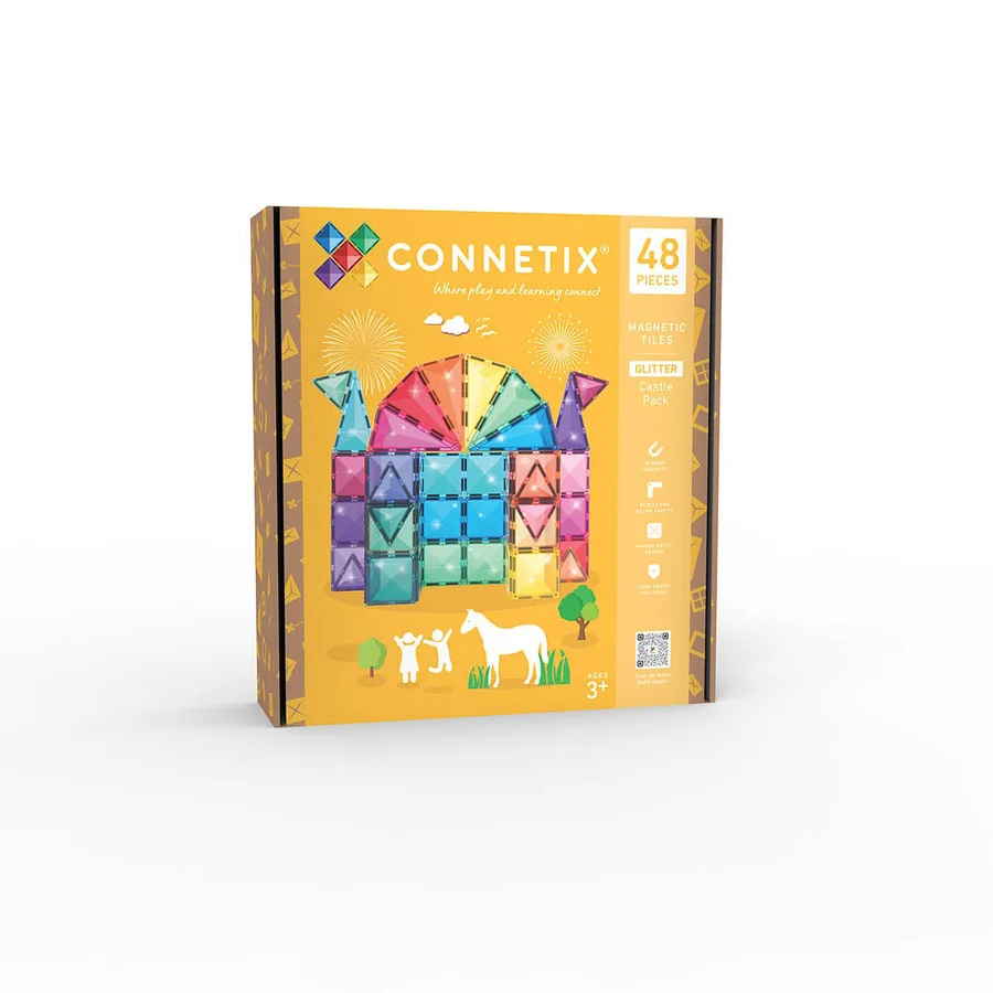 Connetix Märchenschloss Glitzer, Magnet-Set 48-teilig