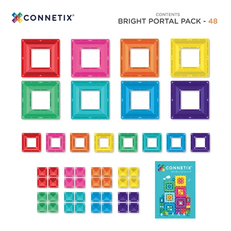 Connetix Bright Portal Pakke, 3D Magnetsæt 48 Dele