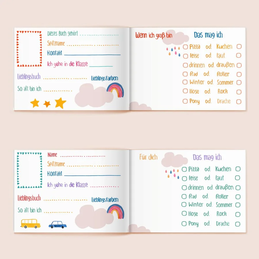 Freundebuch *Alle meine Schulfreunde* mit Giraffe, Maus & Hamster