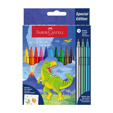 Faber-Castell Tusser 10 + 3 + Stickers, Dinosaur