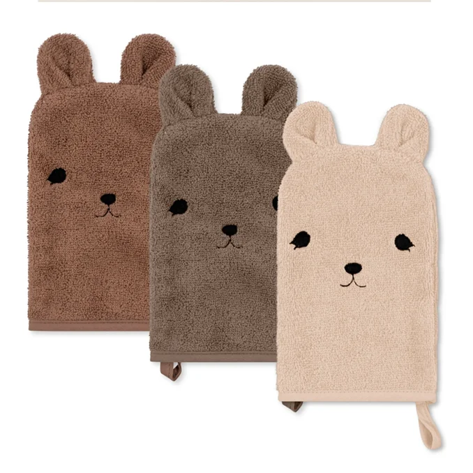 Konges Sløjd 3-pak vaskehandske, animal
