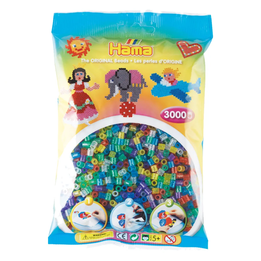 Hama perler 3000 stk,glimmer mix farver frv 54