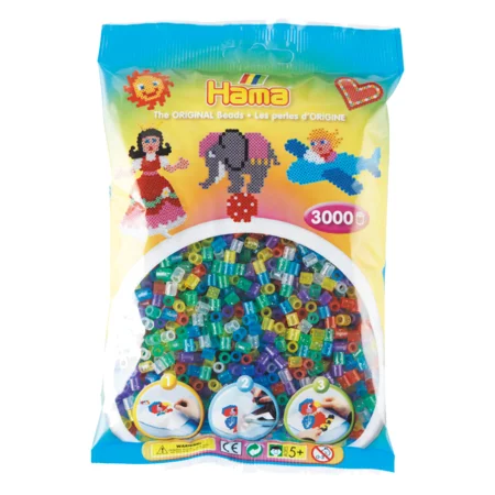 Hama perler 3000 stk,glimmer mix farver frv 54