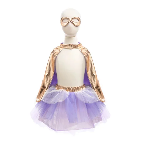 Great Pretenders Super-duper tutu, kappe og maske, Metallic Rose Gold/Lilla