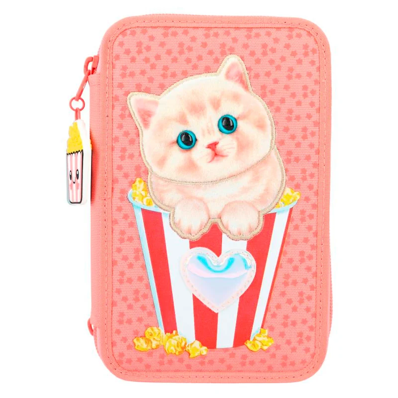 Topmodel Federtasche mit 3 Fächern mit Plüschkatze, cutie star