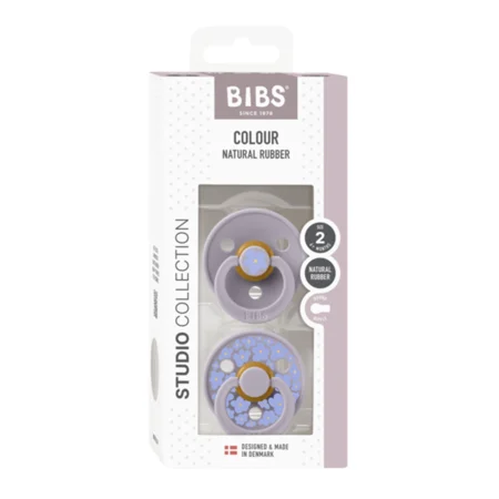 BIBS Studio Line 2-pak sut str 2 med blomster, fossil grey/fossil grey
