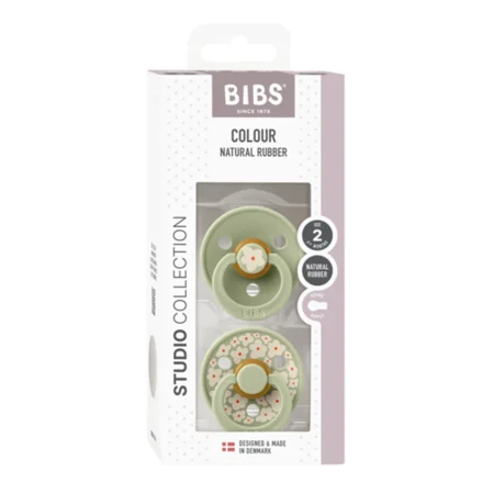 BIBS Studio Line 2-pak sut str 2 med blomster, sage/sage