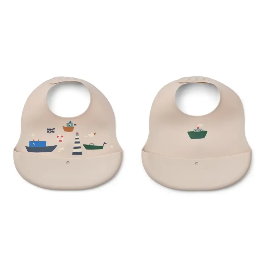 Liewood Ember 2er-Pack Lätzchen mit Aufdruck, Sailing/Sandy