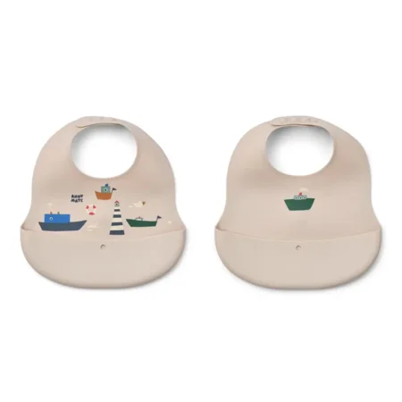 Liewood Ember 2er-Pack Lätzchen mit Aufdruck, Sailing/Sandy