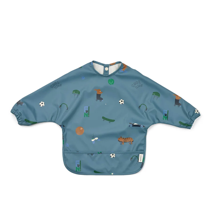 Liewood Merle Langarm-Lätzchen, Fun/Beach Blue