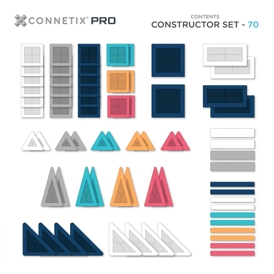 Connetix Constructor Sæt, 70 Dele - Connetix Pro
