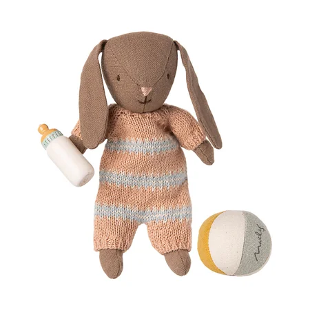 Maileg Kaninchen Set Micro, braun - rosa