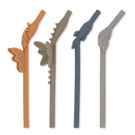 Konges sløjd 4-pak silikone sugerør, stone mix