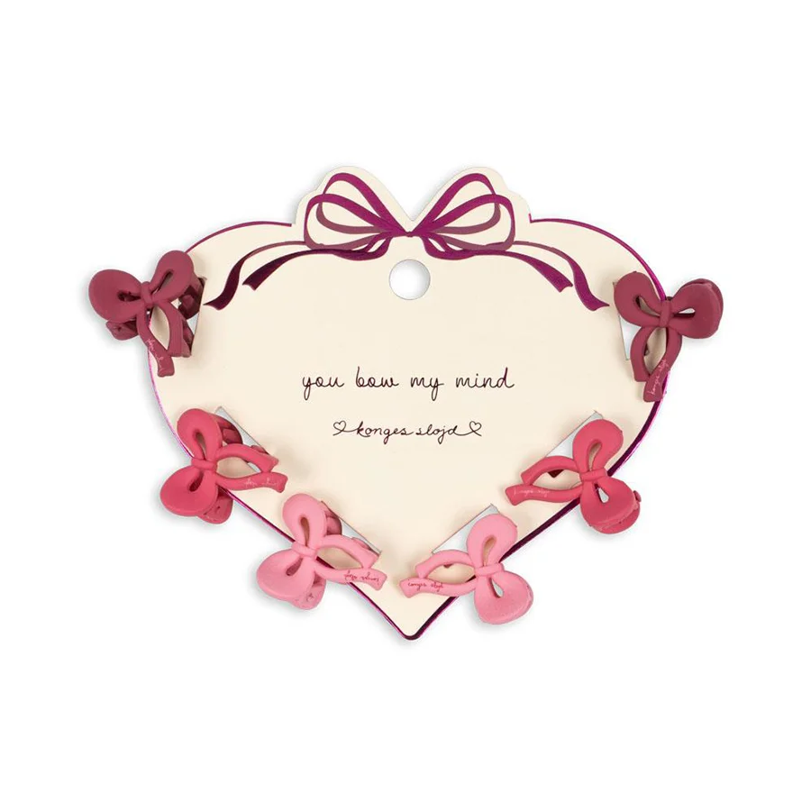 Konges Sløjd 6-pak mini sløjfe hår clips, pink mix