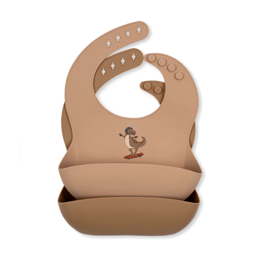 Konges Sløjd 2-pak silikone hagesmæk, Skateosaurus