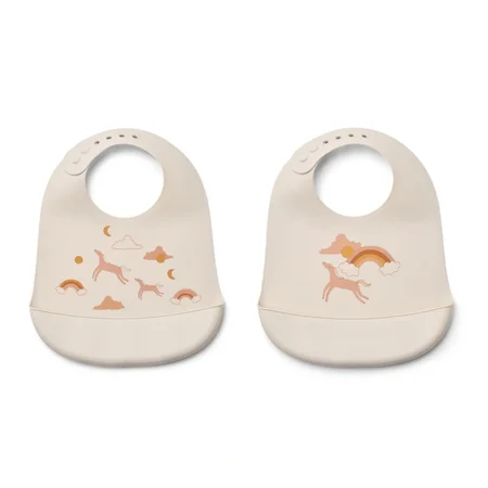 Liewood Tilda 2-pak Silikone Hagesmæk, Dream/Ecru