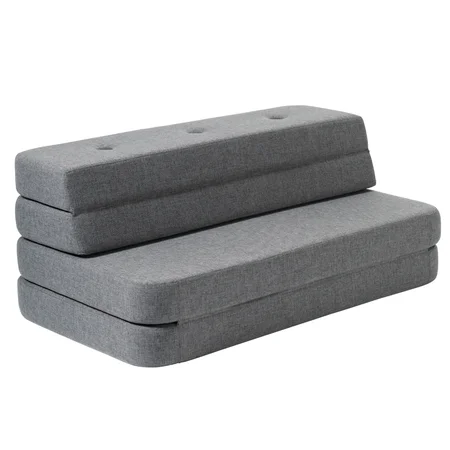 byKlipKlap 3-fold sofa, 120 cm blågrå m grå knap