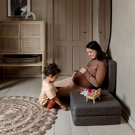 by KlipKlap 4-fold madras, brun med sand knapper