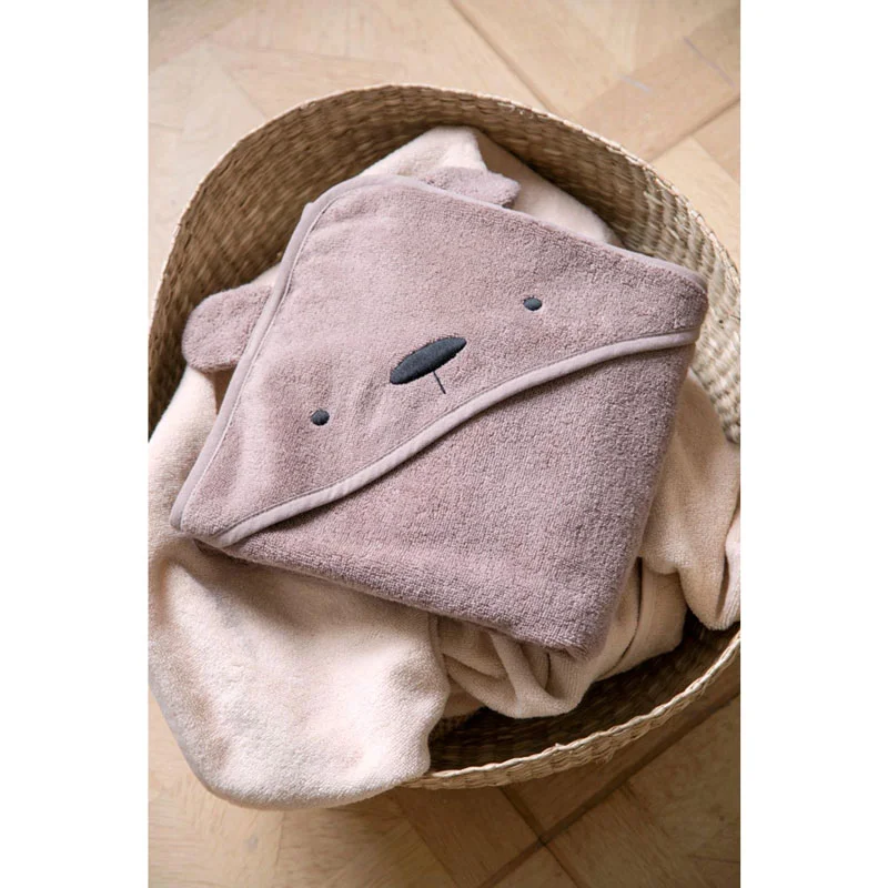 Sebra hættehåndklæde, bjørnen Milo - rustic plum