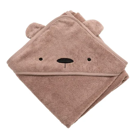 Sebra hættehåndklæde, bjørnen Milo - rustic plum