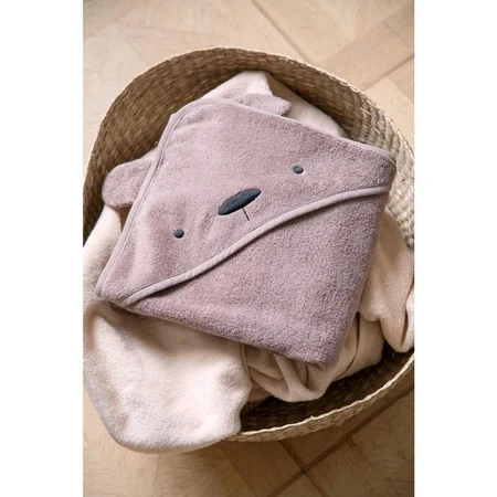 Sebra hættehåndklæde, bjørnen Milo - rustic plum