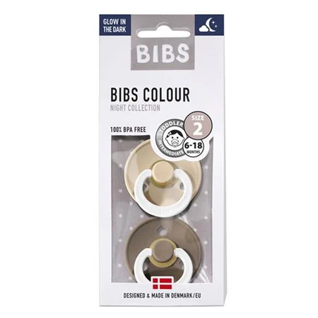 Bibs 2-pak rund sut, str 2 - Vanilla NIGHT/Dark Oak NIGHT