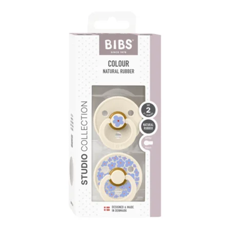 BIBS Studio Line 2-pak sut str 2 med blomster, ivory/ivory