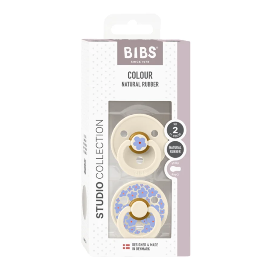 Studio Line 2er-Pack Schnuller Größe 2 mit Blumen, Ivory, BIBS