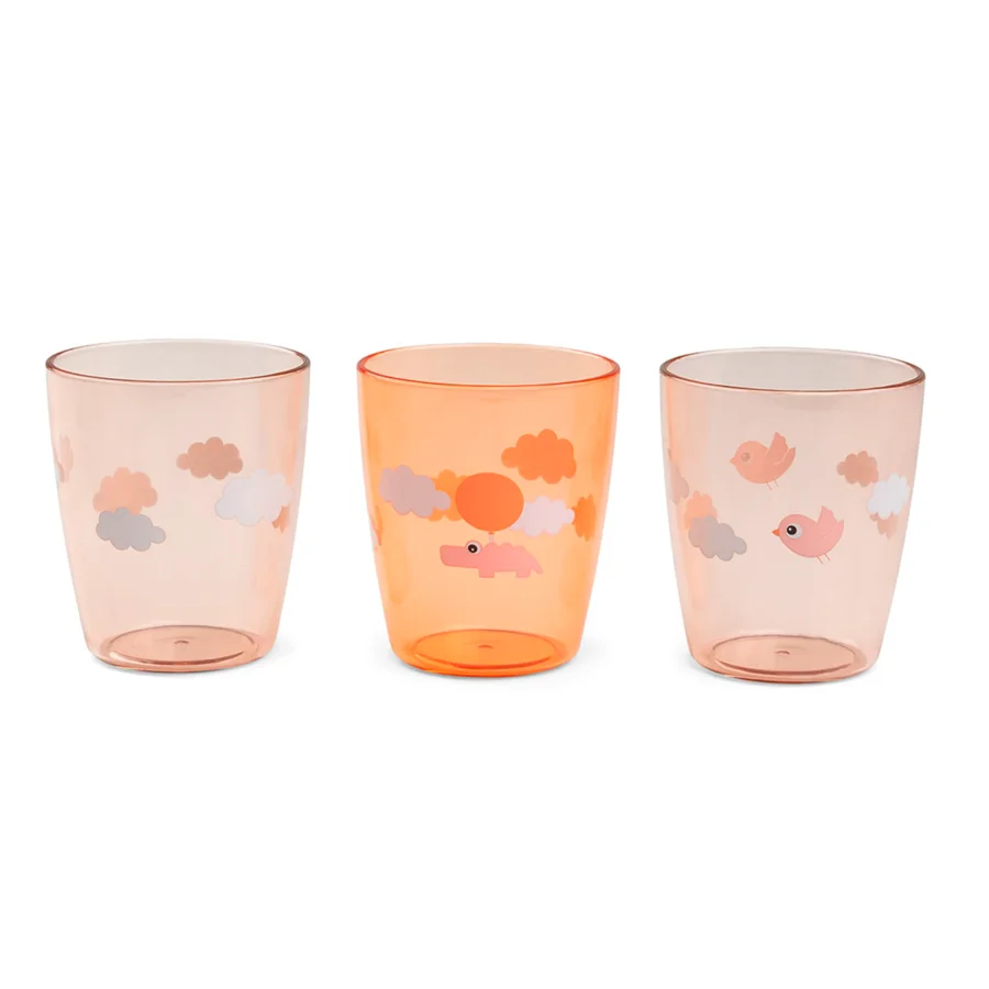 Done by Deer 3-pak Yummy mini glas, happy clouds papaya