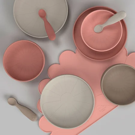 Cam Cam 2-pak silikone tallerkner, blomst - earth mix