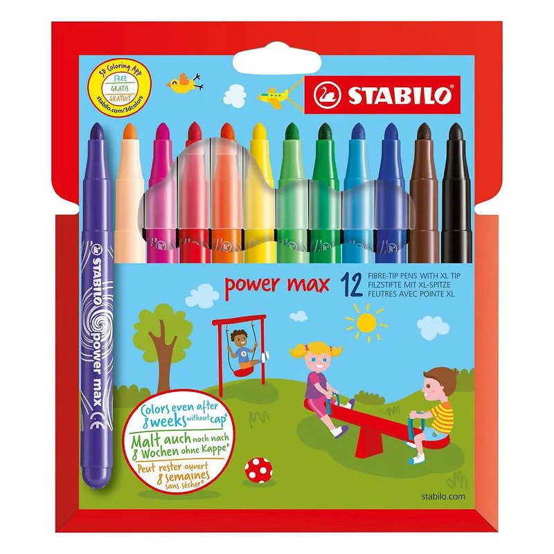 Stabilo Power Max tuscher, 12 stk