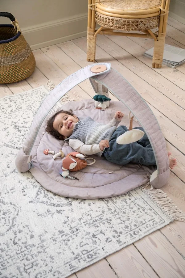 Sebra aktivitetstæppe m.legetøj, morning beige