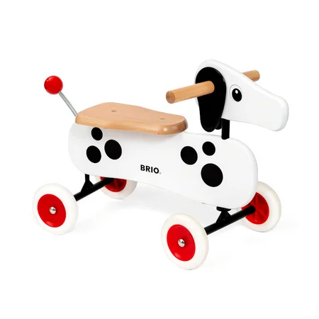 Brio ride on hund, hvid m.pletter