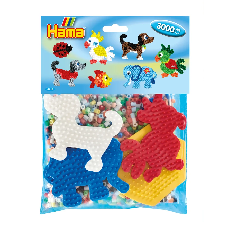 Hama midi perler i pose inkl. plader, dyr
