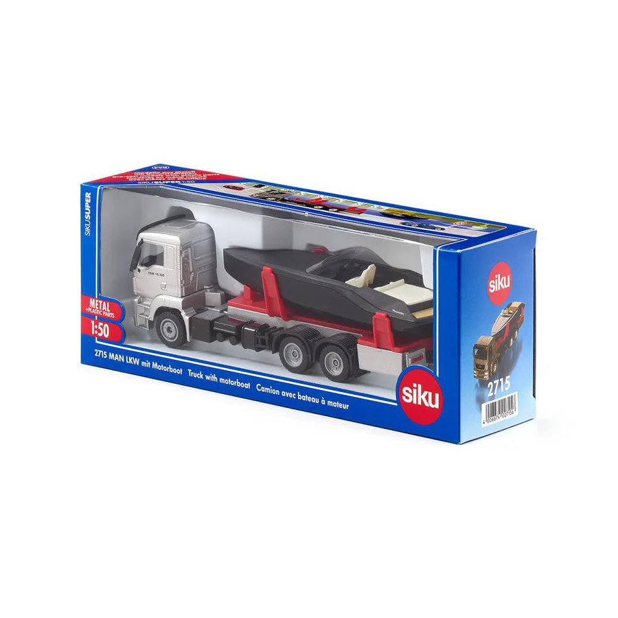Siku MAN Lastbil med motorbåd