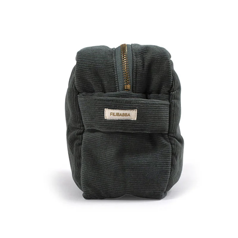 Filibabba toilettaske babyfløjl, Pine Green