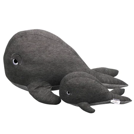 Filibabba hval bamse, grå 30 cm