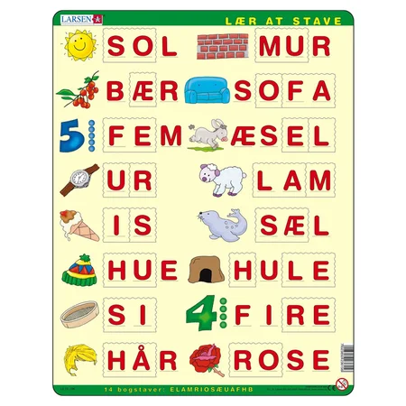 Larsen puslespil, Lær at stave - 22 brikker