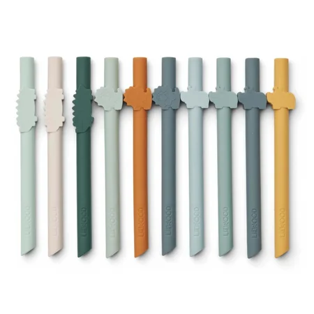 Liewood 10-pak silikone sugerør, safari - blue