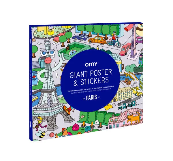 OMY plakat til farvelægning inkl klistermærker, Paris