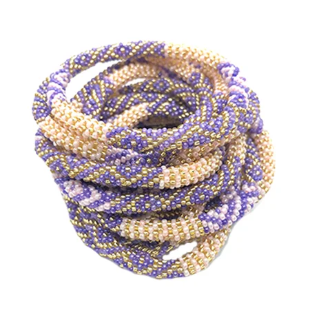 By Stær nepal armbånd, lilla og guld