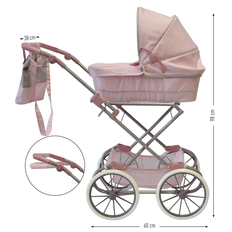 by Astrup deluxe dukkevogn, rosa