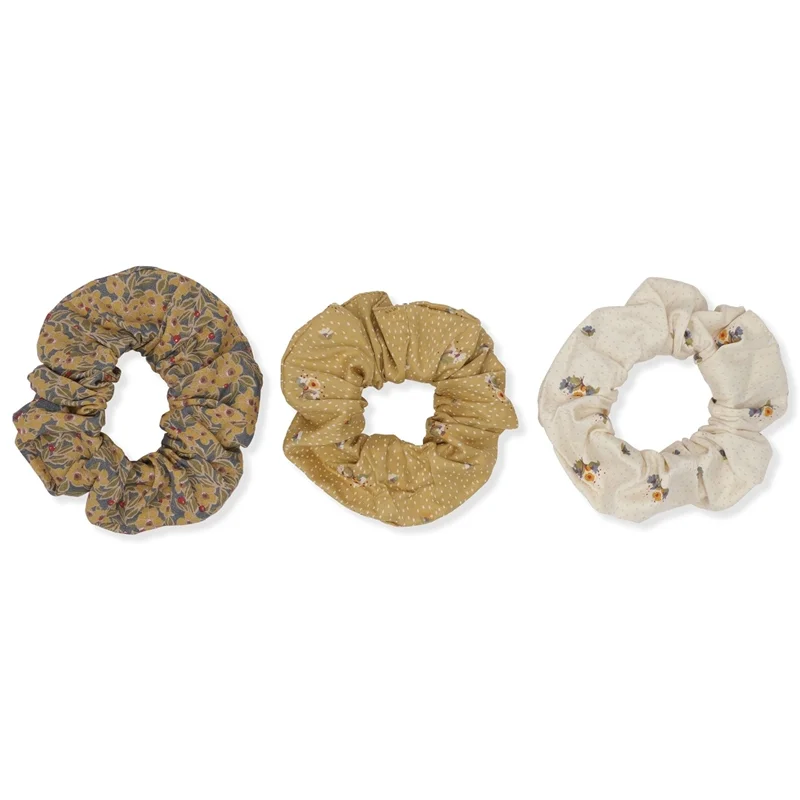 Konges Sløjd 3-pak scrunchies, Flower Bouquet Dijon/multi
