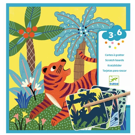 Djeco kreativ leg, Scratch kort for de små, Store dyr